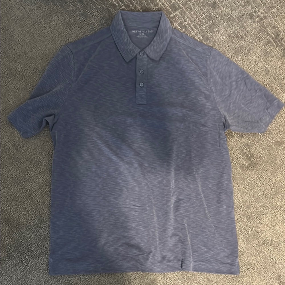 Blue Polo Shirt with Classic Collar and Textured Fabric